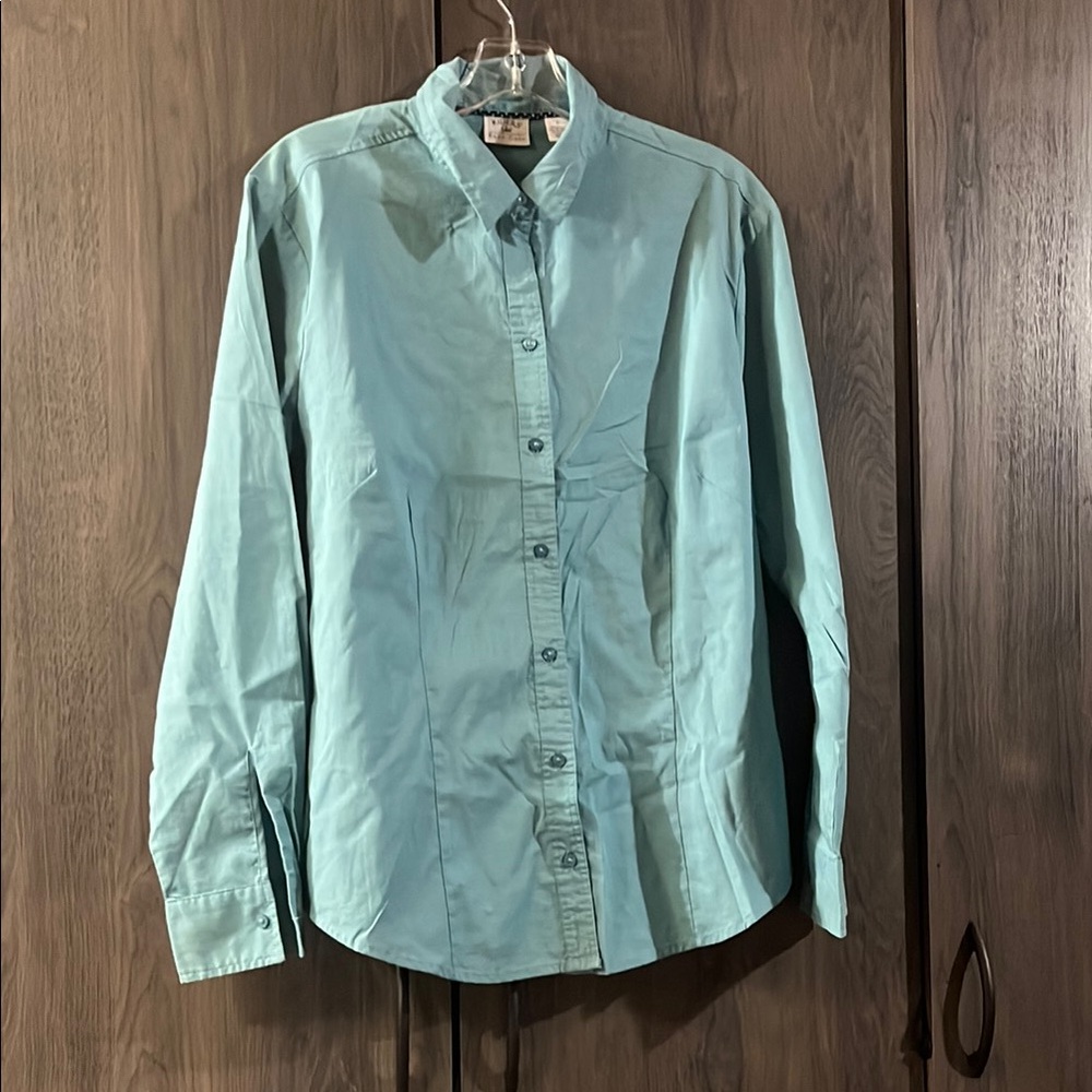 Riders by Lee teal button down shirt size large